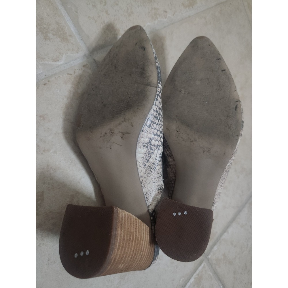 Steve Madden Snake Print Pointed Toe Mules Stacked Block Heel Size 8.5 Slip On - Picture 6 of 9